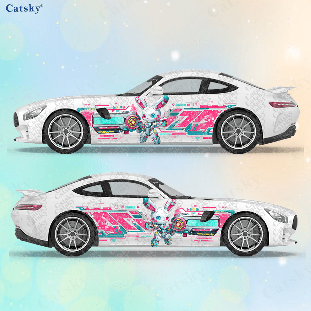 Tech Accessories For Car - 2 個のサイバーパンク ライン テック バニー カー