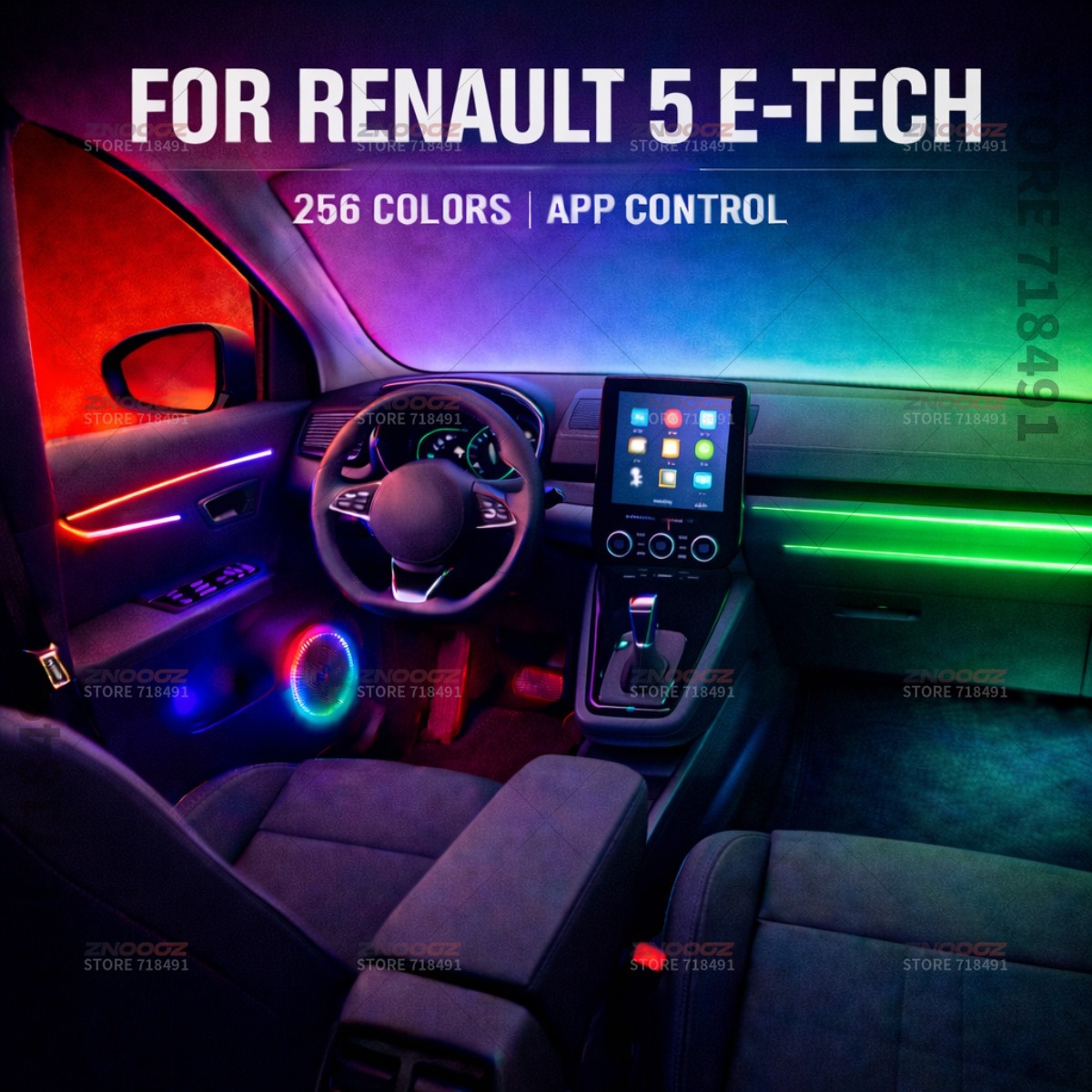 Tech Lighting Accessories - 22in1 RGB車内アクリルアンビエントライトRGB隠しアクリルストリップ装飾雰囲気アクセサリー ルノー5E-Tech用