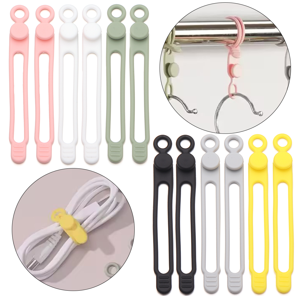 Travel Cable Organizer - 4個セット カラフルシリコンケーブルタイ コードオーガナイザー 再利用可能な伸縮性コードタイ ホームトラベルデータケーブルオーガナイザー ワイヤータイ