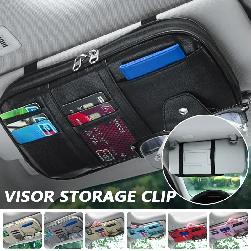 Tech Accessories For Car - 車のサンバイザーオーガナイザーマルチポケットジッパーオートトラックSUV収納ポーチ紙幣ペンカードメガネホルダーカーアクセサリーガジェット