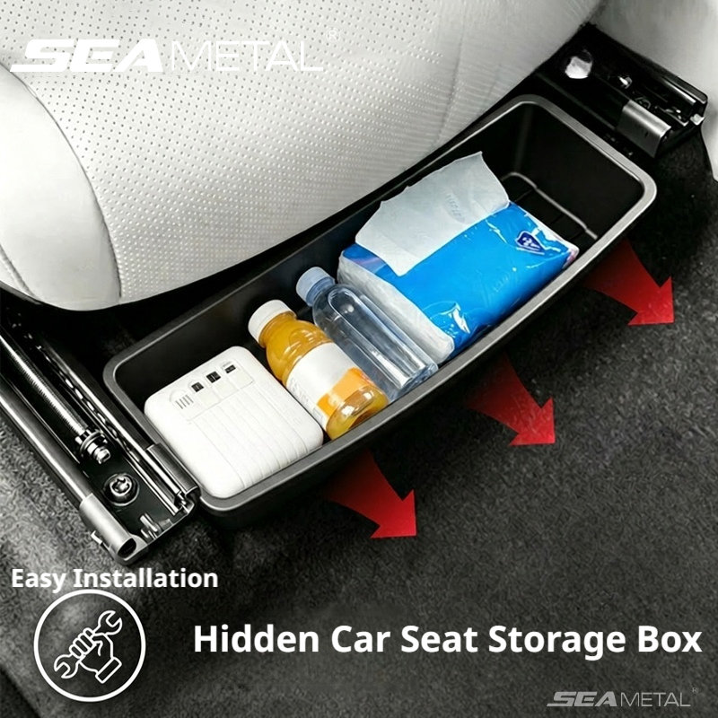 Tech Accessories For Car - SEAMETAL シート下収納ボックス ユニバーサルカーシートボトムオーガナイザーボックス 取り外し可能な収納ボックス ガジェットケース ユニバーサルアクセサリー
