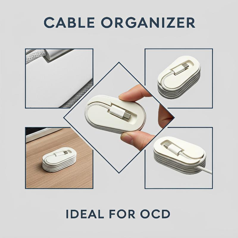 Travel Cable Organizer - 新しいポータブルケーブルワインダーオーガナイザー、デスクトップケーブルオーガナイザー、1mの編組データケーブルに適合、家庭、オフィス、旅行での使用に最適