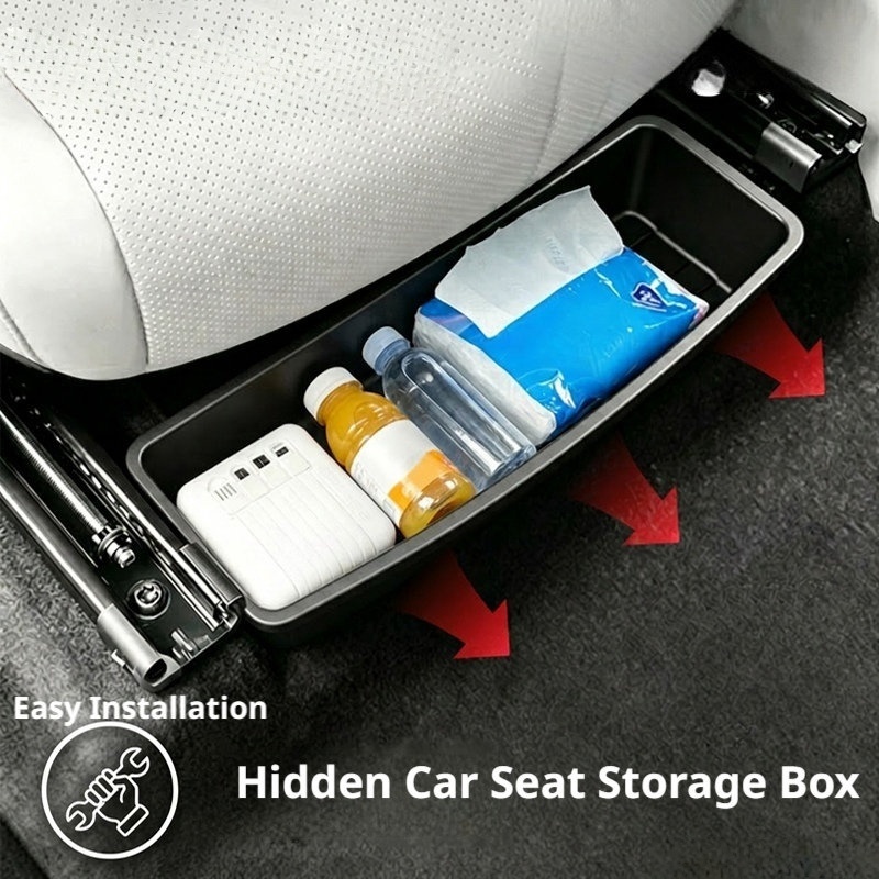 Tech Accessories For Car - シート下収納ボックス ユニバーサルカーシートボトムオーガナイザーボックス 取り外し可能な収納ボックス ガジェットケース ユニバーサルアクセサリー