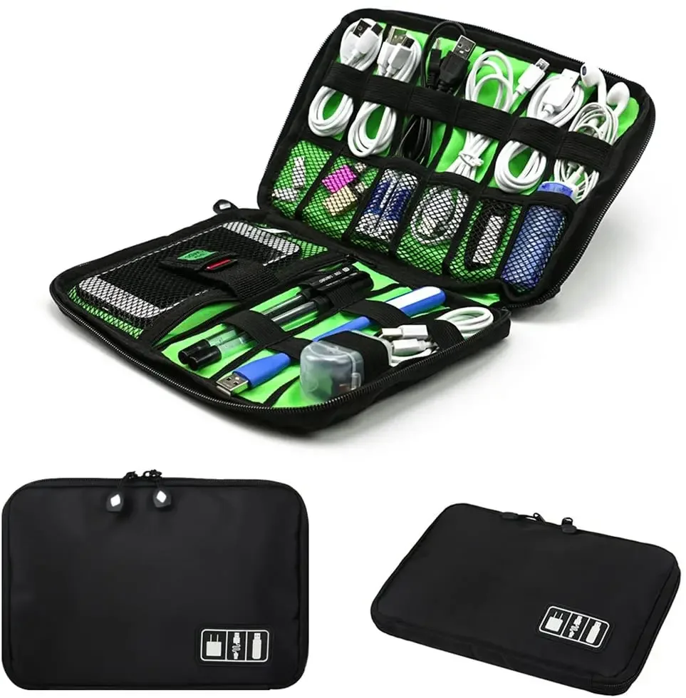 Travel Cable Organizer - ケーブルオーガナイザー収納バッグシステムキットケース USBデータケーブル イヤホンコード ペン モバイルバッテリー デジタルガジェット