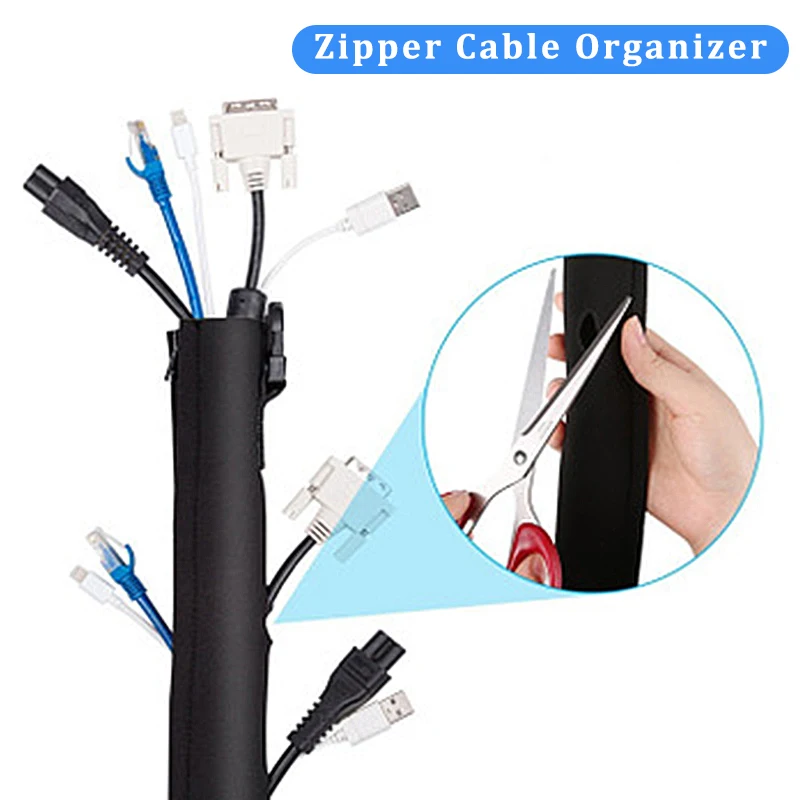 ジッパーケーブルスリーブワイヤーケーブル管理オーガナイザー  - Cable Sleeve Neoprene のレビューと価格