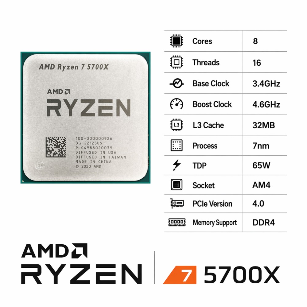 7NM AMD Ryzen 7 5700X AM4 CPU  - Amd Cpu Ryzen 7 のレビューと価格