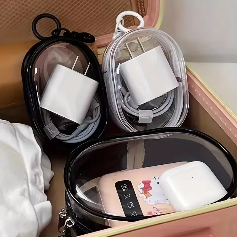 ポータブルミニクリアジッパー収納バッグキーホルダー漫画人形子 - Travel Cable Organizer のレビューと価格