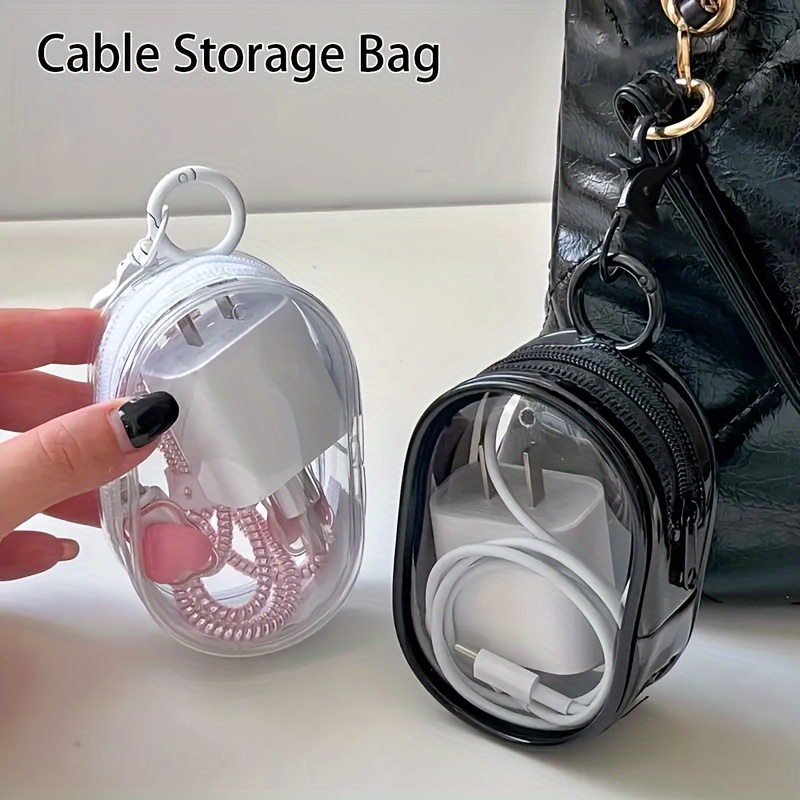 ポータブルミニクリアジッパー収納バッグキーホルダー漫画人形子 - Travel Cable Organizer のレビューと価格