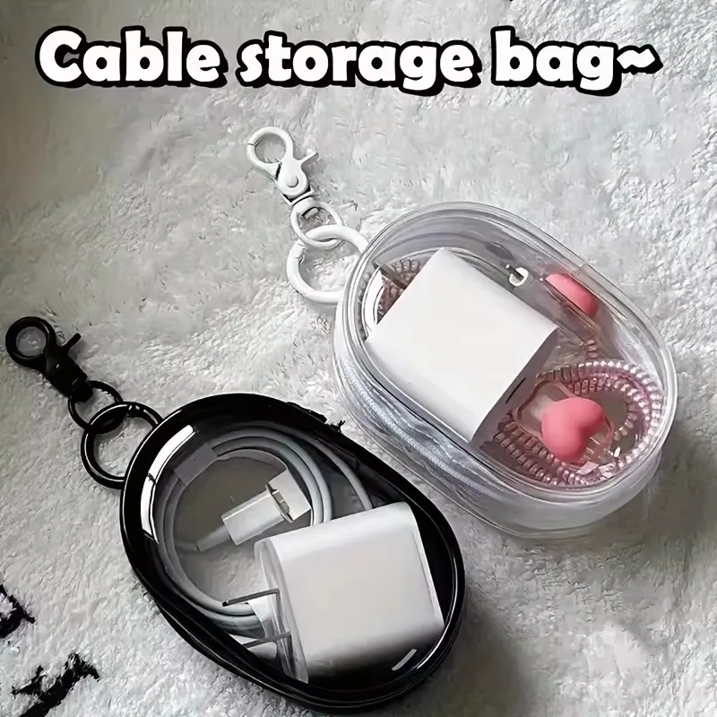 ポータブルミニクリアジッパー収納バッグキーホルダー漫画人形子 - Travel Cable Organizer のレビューと価格
