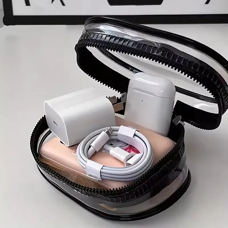 ポータブルミニクリアジッパー収納バッグキーホルダー漫画人形子 - Travel Cable Organizer のレビューと価格