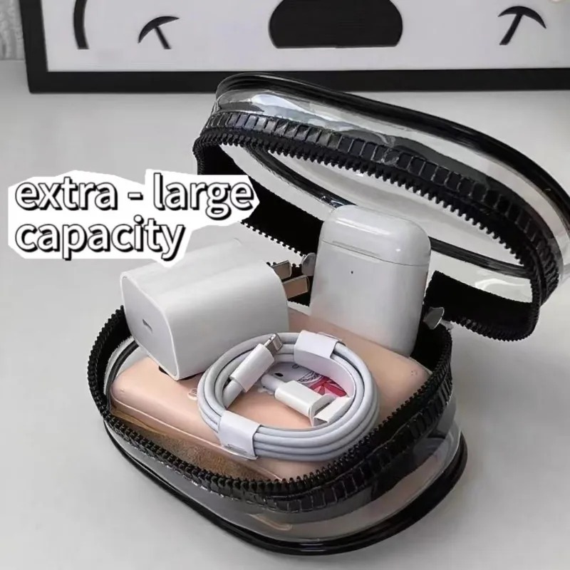 携帯用防水データケーブル収納バッグ 透明PVC多機能オーガナ - Travel Cable Organizer のレビューと価格