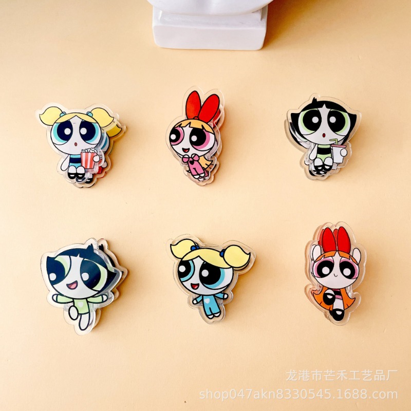 6 個かわいいパワーパフガールズアクリルクリップ子供かわいい - Tech Accessories For Office のレビューと価格