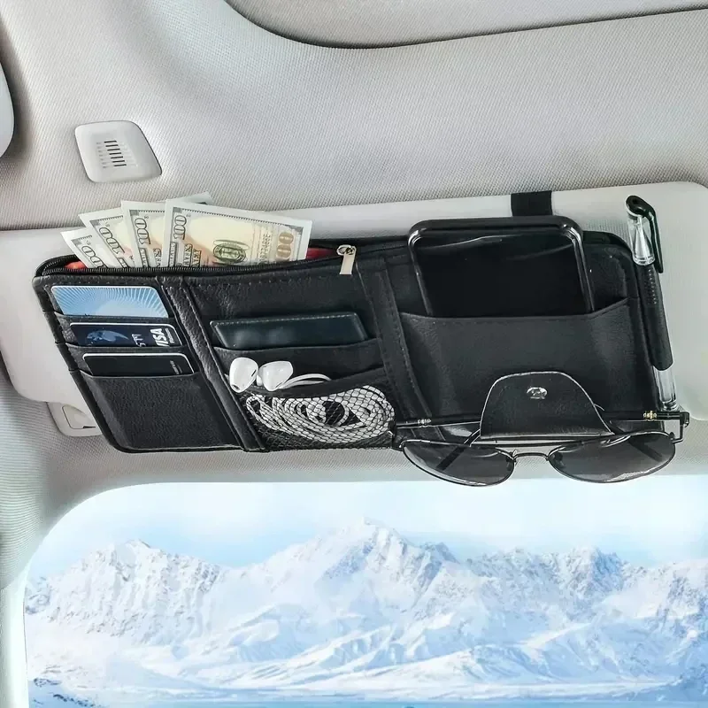 車のサンバイザーオーガナイザーマルチポケットジッパーオートト - Tech Accessories For Car のレビューと価格