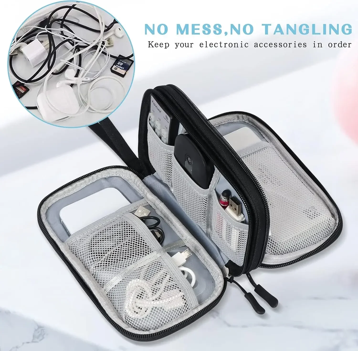 トラベルケーブルバッグ ポータブルデジタル収納ポーチ 充電器 - Travel Cable Organizer のレビューと価格