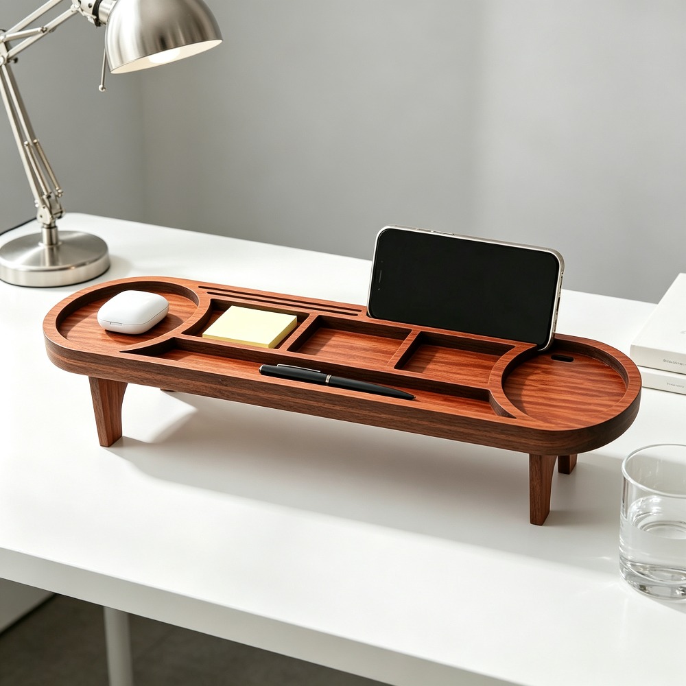 木製デスクオーガナイザー 電話スタンド付き 多機能デスクトッ - Tech Accessories For Office のレビューと価格