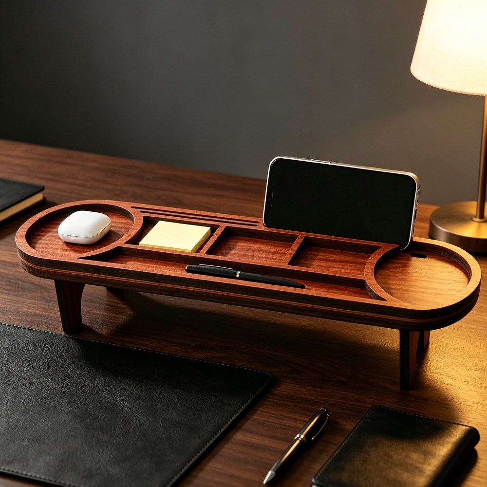 木製デスクオーガナイザー 電話スタンド付き 多機能デスクトッ - Tech Accessories For Office のレビューと価格