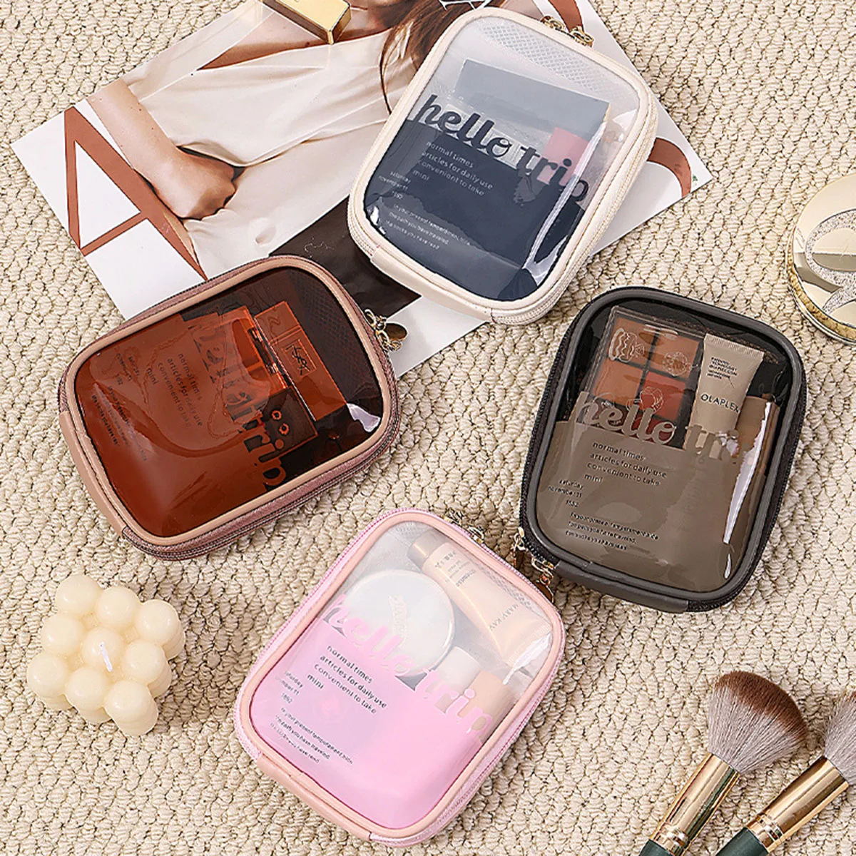 透明ポータブルコスメポーチ、口紅オーガナイザー、トラベルポー - Travel Cable Organizer のレビューと価格