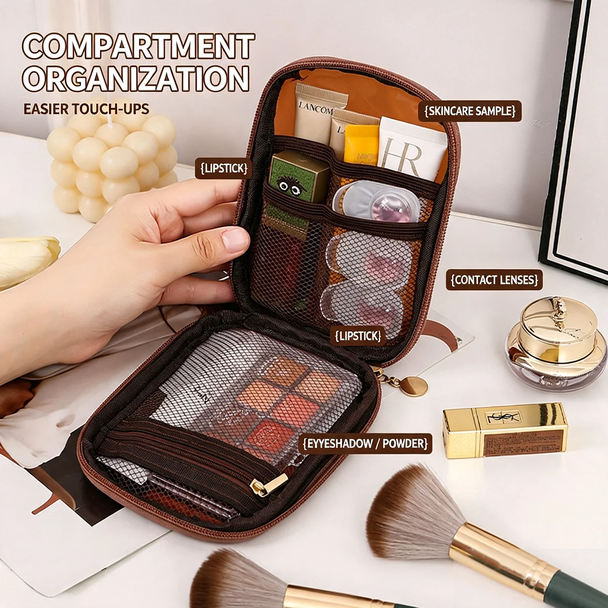 透明ポータブルコスメポーチ、口紅オーガナイザー、トラベルポー - Travel Cable Organizer のレビューと価格