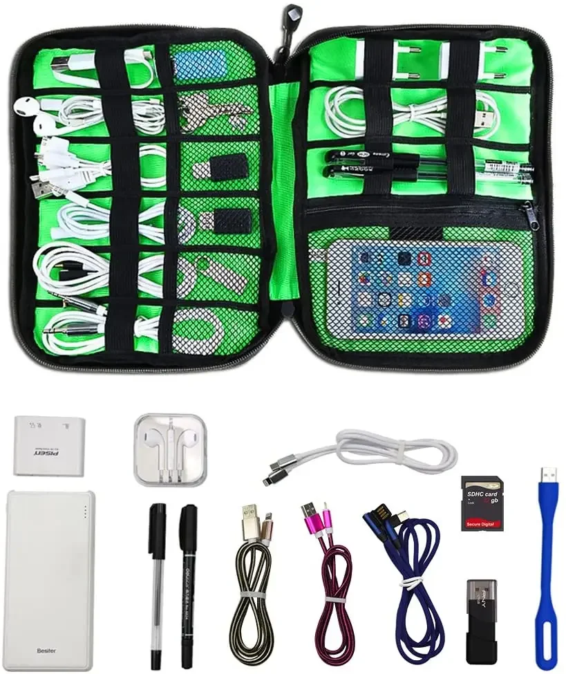 ケーブルオーガナイザー収納バッグシステムキットケース USB - Travel Cable Organizer のレビューと価格