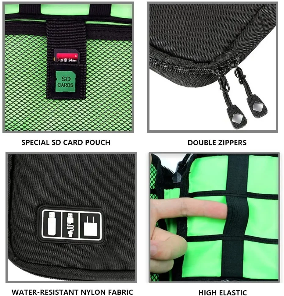 ケーブルオーガナイザー収納バッグシステムキットケース USB - Travel Cable Organizer のレビューと価格